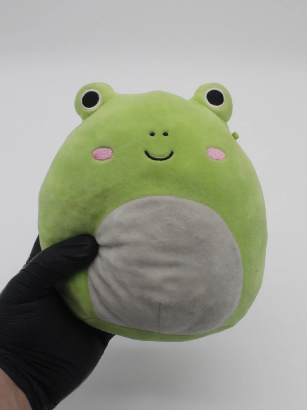 Squishmallows Green Frog Plush with Gray Belly and Pink Cheeks